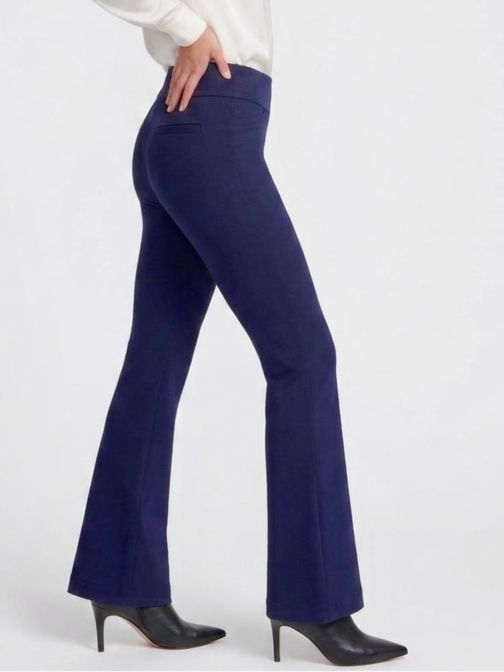 7th AVENUE NY & CO Stretchy Knit Navy Blue Boot Cut Pull-On Ponte Pants #184 LHP